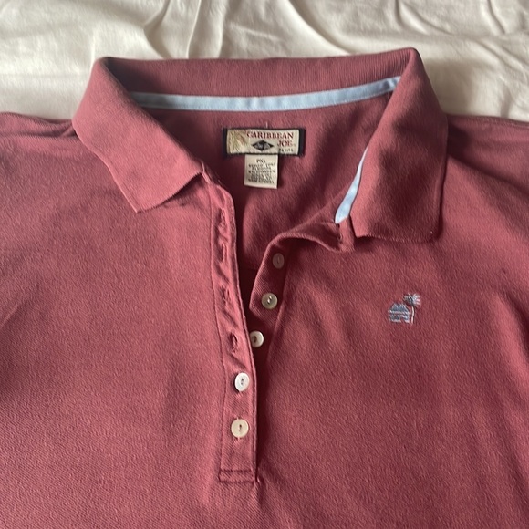 Caribbean Joe Mauve Polo Style Top with 3/4 Length Sleeves. PXL - Picture 3 of 5
